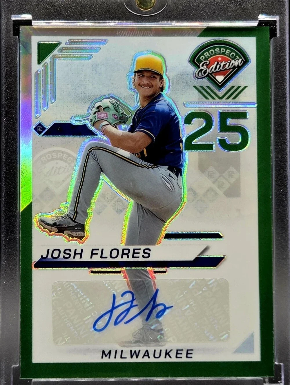 2025 Panini Prospect Edition - Josh Flores #81 Green Prizm Signatures (Auto)